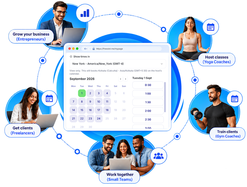 Freeslot booking calendar with available times